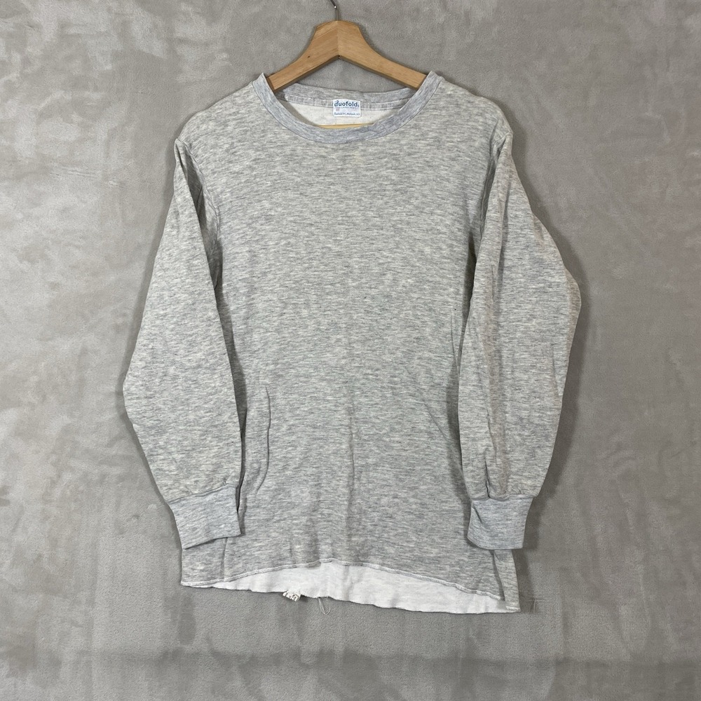 Duofold Thermal Shirt Mens Medium Two Layer Fabric Long Sleeve Pullover Gray